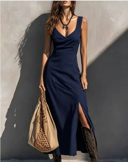 Womens Slit Slip Midi Bodycon Dress