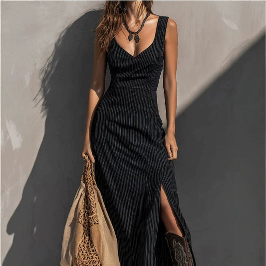 Womens Slit Slip Midi Bodycon Dress